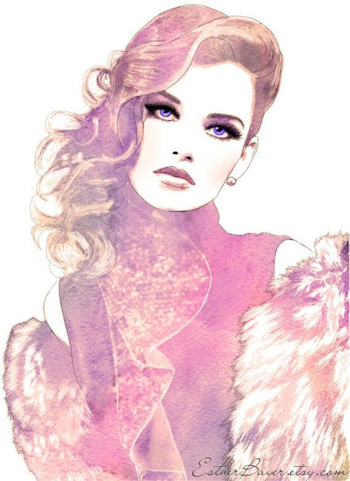 Prestige - Glamorous Watercolor Fashion Illustration Fine Art Print (508x700, 349Kb)