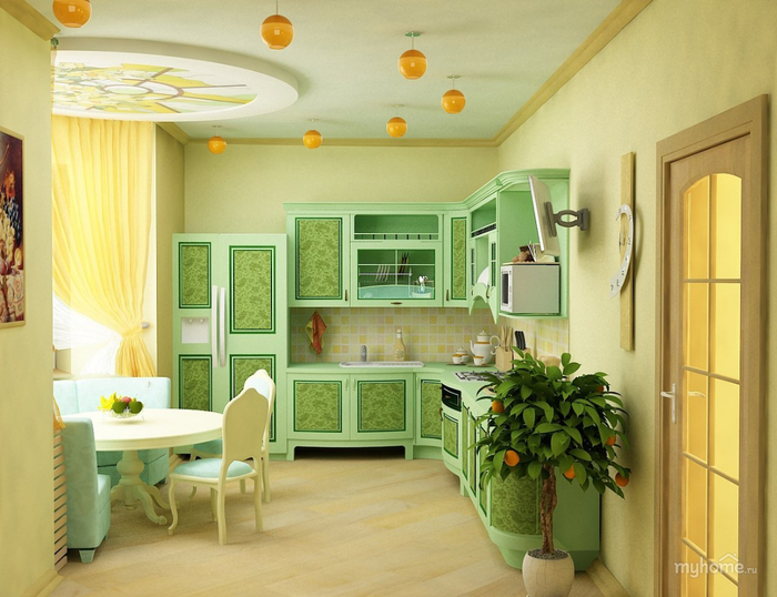 Мебель для кухни в зеленых тонах – природное тепло в любом пространстве (1) (700x538, 364Kb)
