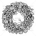  P-Retro-grapes-wreath-black-and-white (590x590, 296Kb)