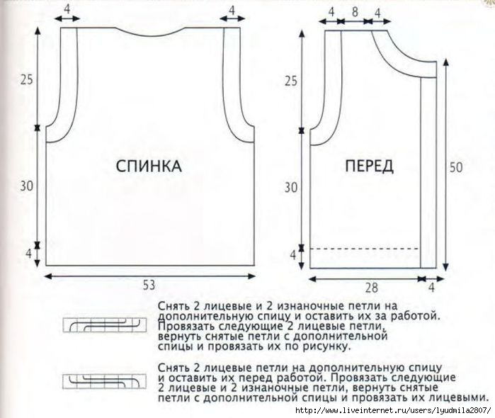 Вязаные безрукавка выкройка