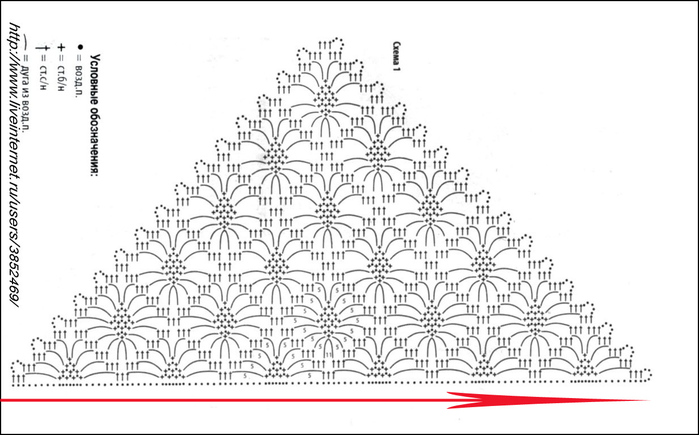 Вязание шали крючком паучки схема