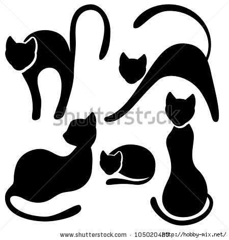 stock-vector-set-of-black-cat-silhouette-collection-on-white-background-105020423 (450x470, 66Kb)