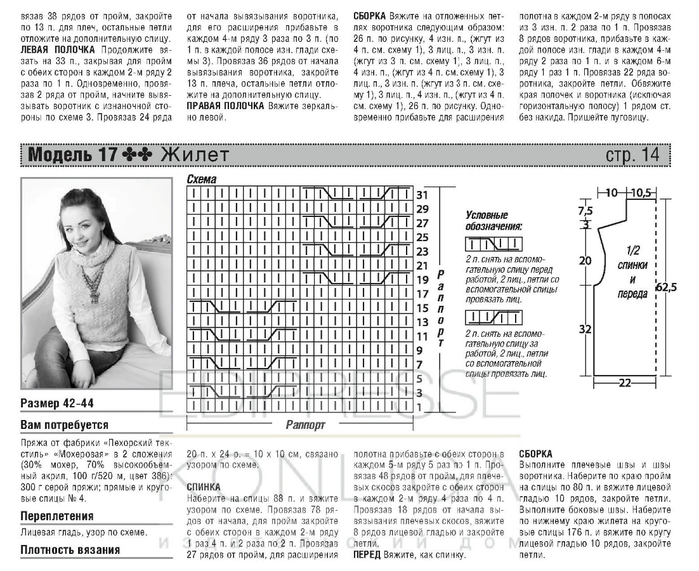 Жилет из мохера спицами для женщин схемы и описание бесплатно