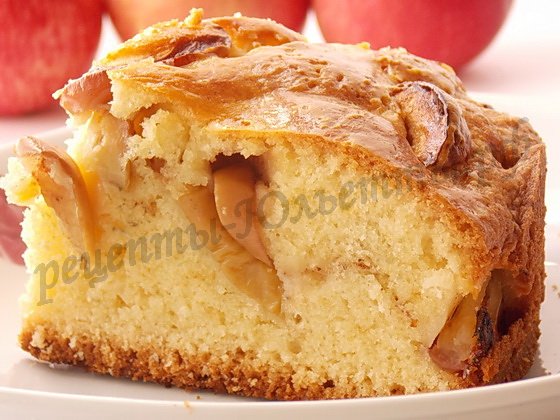 Бисквитный яблочный пирог – рецепт с фото