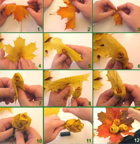 Поделки из осенних листьев для детей в школе