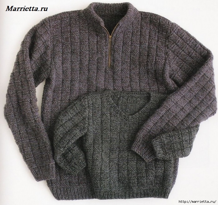 Вязание для мужчин. Теплый зимний свитер спицами (1) (697x655, 395Kb)