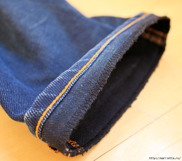 Как подшить джинсы и сохранить потертый край (11) (700x618, 276Kb)