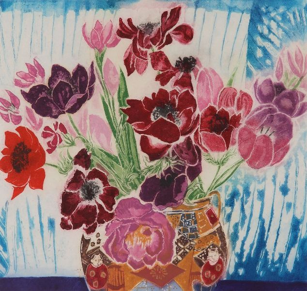 Flowers in Oriental Pot (634x600, 410Kb)