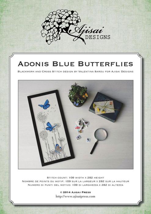 Ajisai Designs - Adonis Blue Butterflies (494x700, 55Kb)