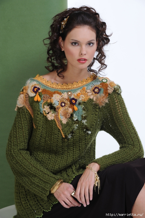 Фриформ. Пуловер ЦАРИЦА ЛЕСА от Синюковой Елены (3) (465x700, 251Kb)