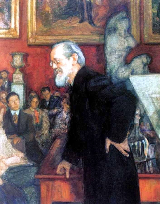 картина кисти Леонида Осиповича Пастернака «В.О.Ключевский на лекции в Училище живописи, ваяния и зодчества», 1909. Государственный исторический музей, Москва, ?nbsp;оссия. (548x700, 399Kb)