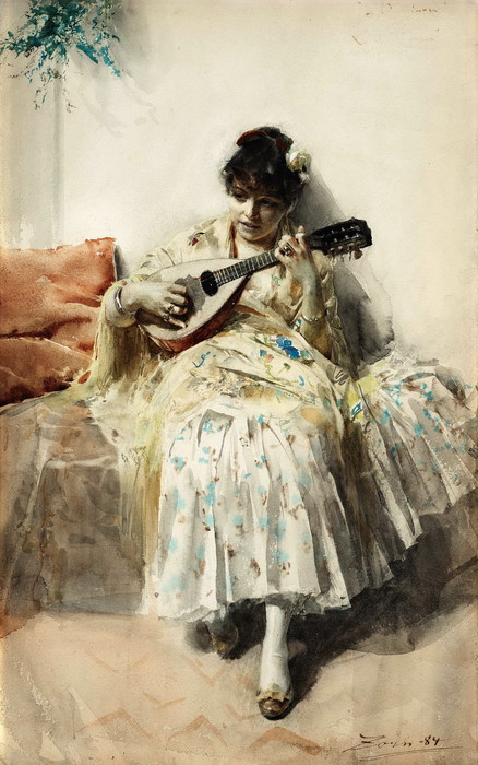 Anders Zorn1860-1920  Mandolinspelerskan  (Girl playing mandolin 1984 (438x700, 94Kb)