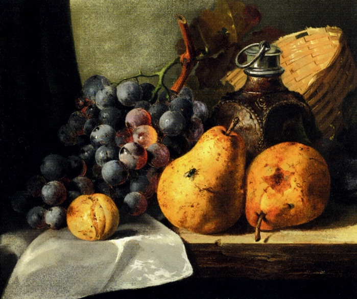pears,_grapes,_a_greengage,_plums_a_stoneware_flask_and_a_wicker_basket_on_a_wooden_ledge-large (700x586, 342Kb)