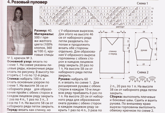 Джемпер с v образным вырезом спицами для женщин схемы и описание