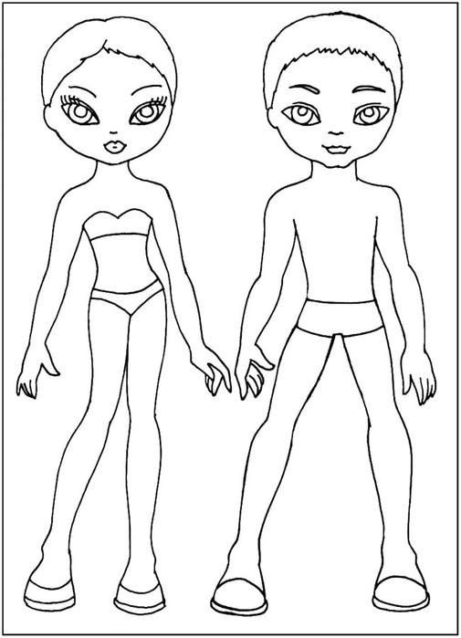 Раскраски бумажные куклы для вырезания | распечатать куклы с одеждой