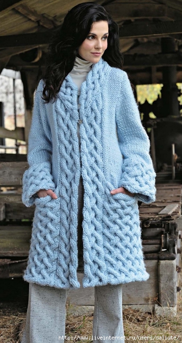 Вязаное пальто с аранами Big Pretzel - Вяжи.ру