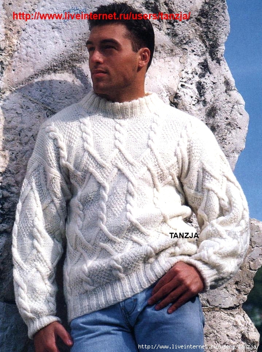Описание вязания мужского свитера спицами снизу, с круглой кокеткой.