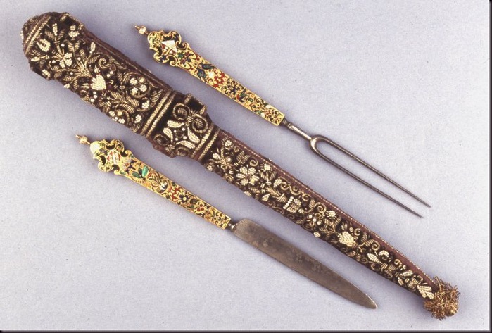 Wedding knife and fork; Style of Michel Le Blon