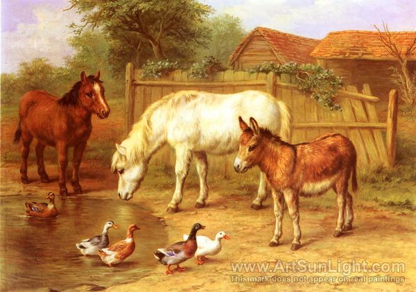 N-H0025-028-ponies-donkey-and-ducks-in-a-farmyard (600x421, 59 Kb)