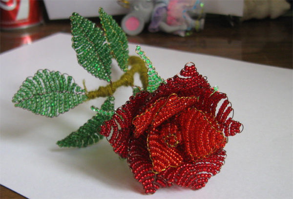 Розовая роза. Схема для вышивки бисером. Картины бисером (S-223кб)