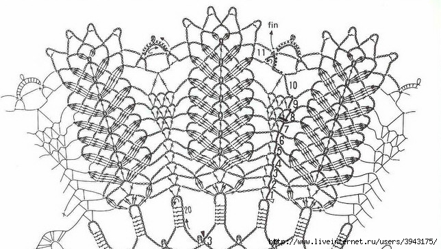 Схема крючком ажурные листья