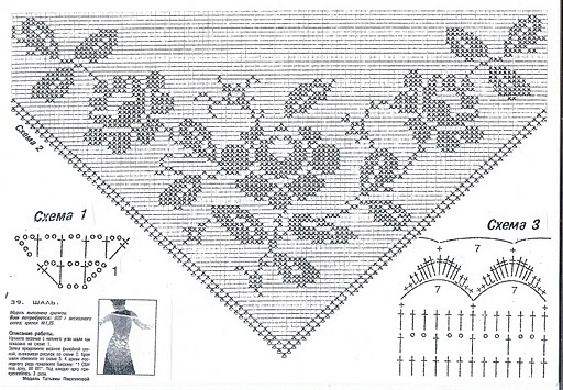 Шали крючком схемы филейное вязание крючком