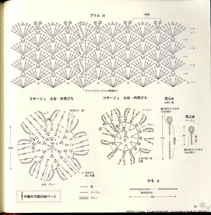 Шали крючком из японских журналов схемы