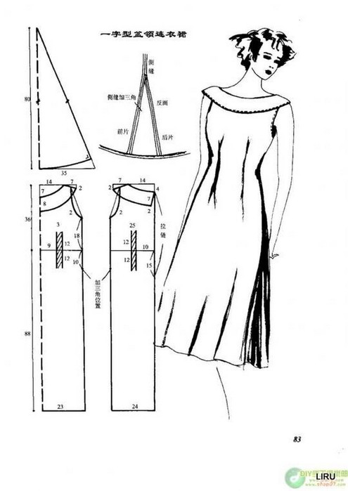 Модели платьев с выкройками и схемами