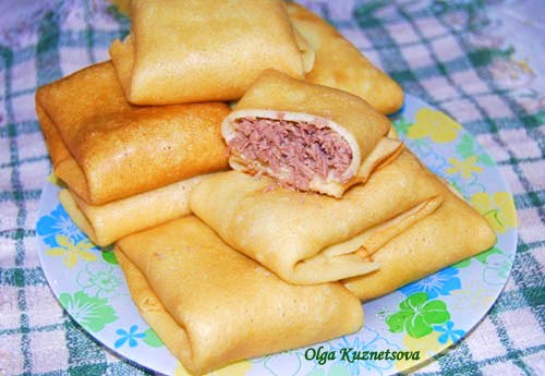 Блинчики С Мясом Пошаговый Рецепт С Фото