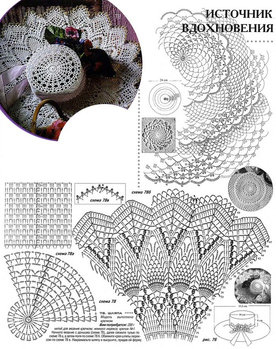 Шляпа крючком ажурная схема