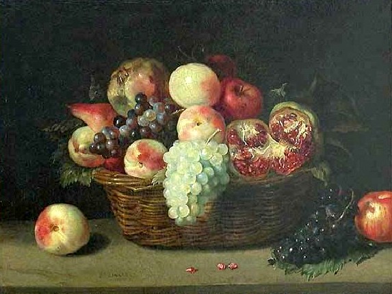 Линар. Натюрморт с виноградом, персиками и гранатами. 1644 (573x429, 72Kb)