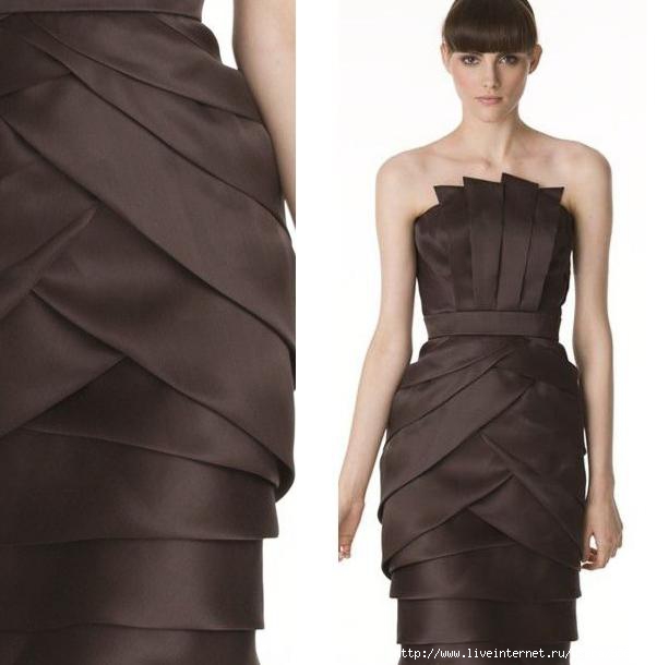 Mischka Origami Pleat Strapless Dress (613x610, 91Kb)