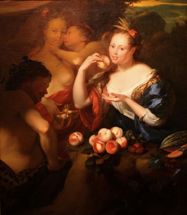 Godfried SCHALCKEN, Venus, Cupid, Bacchus and Pomona1 (607x700, 459Kb)