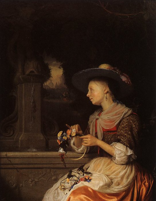 Young Woman Weaving a Garland, oil on panel, private collection (544x700, 63Kb)