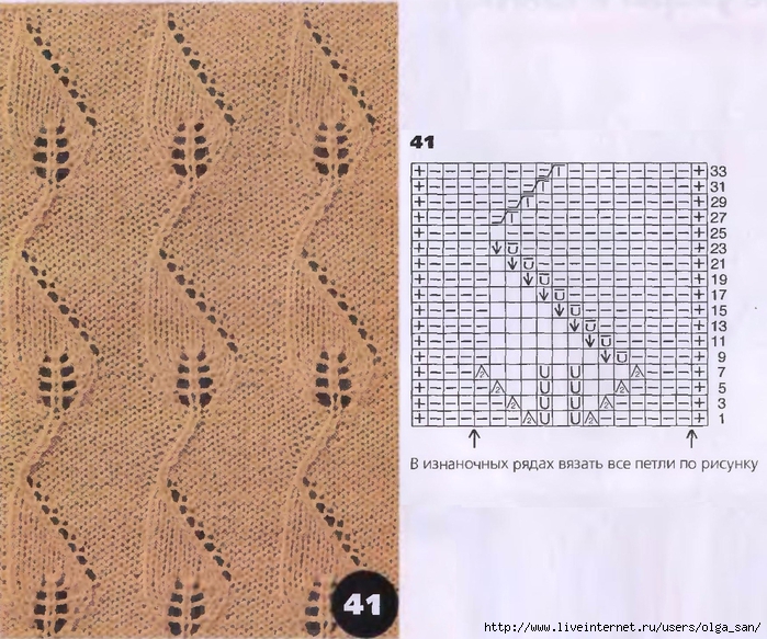 Узор веточки спицами схема и описание ажурные