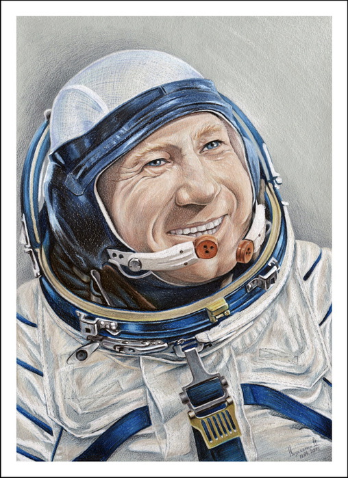 Самый известный космонавт художник. Леонов космонавт портрет.