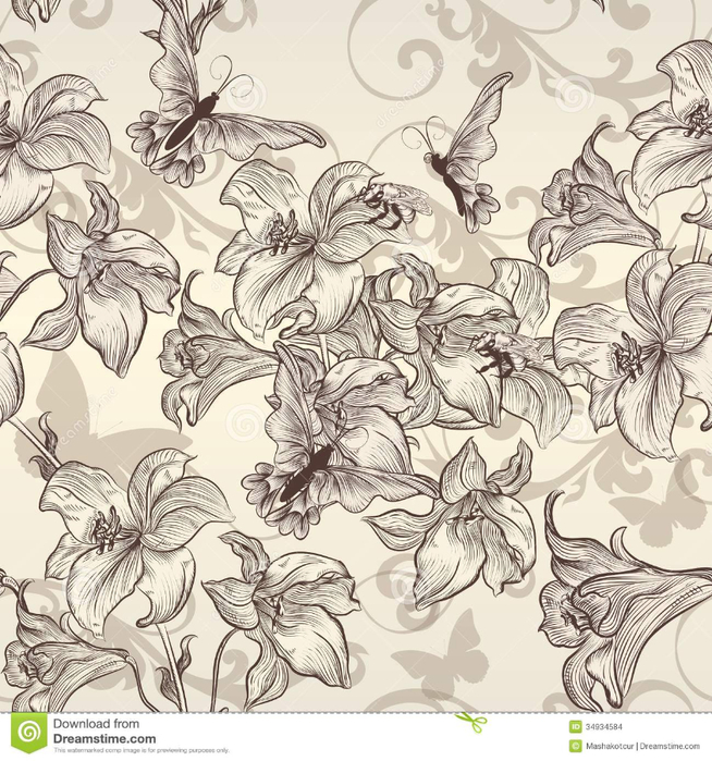 beautiful-vector-seamless-wallpaper-lily-vintage-style-pattern-flowers-34934584 (654x700, 490Kb)