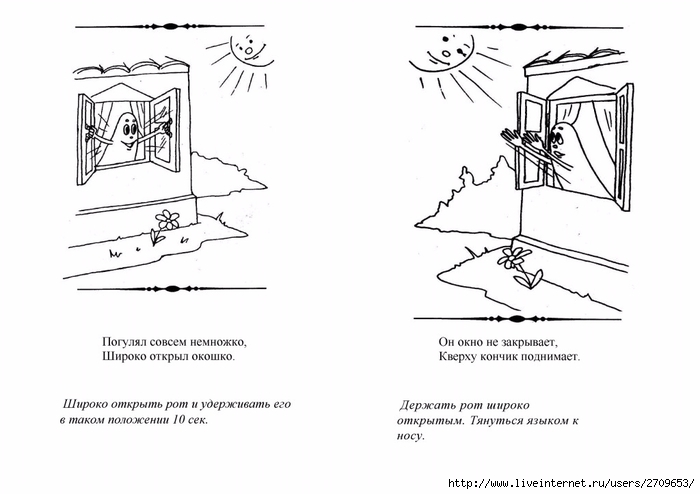 Артикуляционная гимнастика окошко в картинках