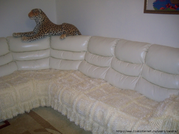 Плед на угловой диван, связанный крючком Мастер класс. Полная версия