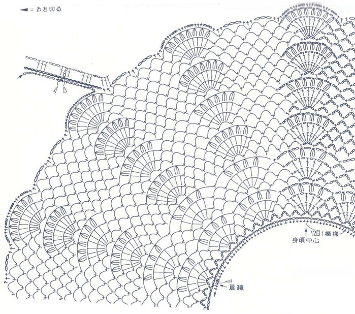 Ажурная пелерина крючком со схемой