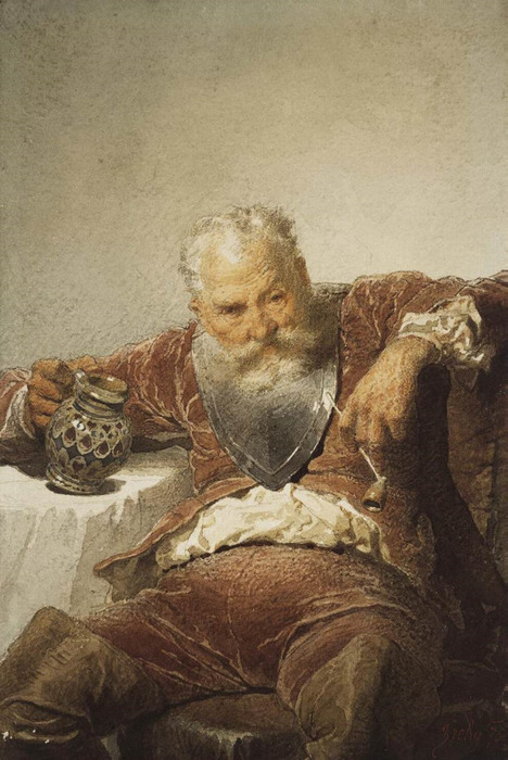 Falstaff with a Tankard of Wine and a Pipe (468x700, 120Kb)