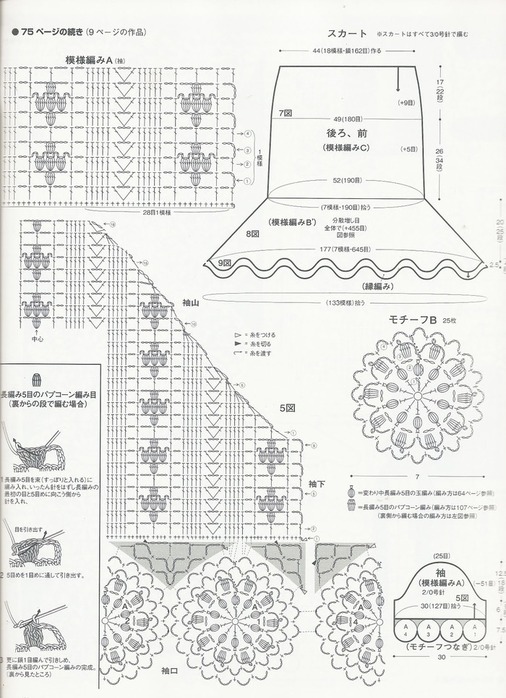 Японские юбки крючком со схемами
