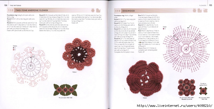 150 Knit & Crochet Motifs_H.Lodinsky_Pagina 104-105 (700x357, 152Kb)