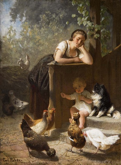 Rohde_Carl_1840_1891_Junge_Mutter_mit_Kleinkind_auf_dem_H_hnerhof_ (513x700, 136Kb)