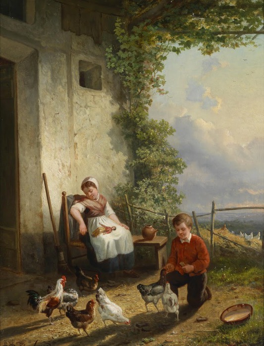 Henri de Beul(Brussels 1845-1900) Idyllic Country Life, signed and dated H. De Beul 1867 (533x700, 113Kb)