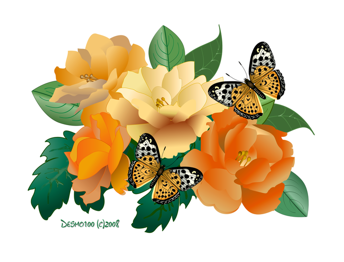 Golden_Roses_and_Butterflies_by_desmo100 (700x532, 756Kb)