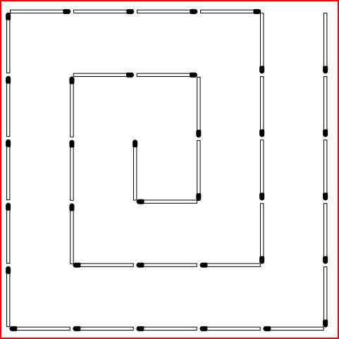 Из нескольких спичек выложена фигура как показано. Лабиринт из спичек для детей. Схемы со спичками. Фигуры из спичек квадраты. Квадратная спираль для выкладывания.