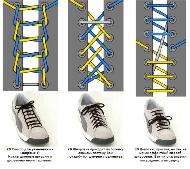 Схема шнуровки ботинок