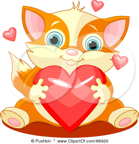 86920-Royalty-Free-RF-Clipart-Illustration-Of-A-Cute-Chubby-Orange-Kitten-With-Red-And-Pink-Shiny-Hearts (450x468, 95Kb)