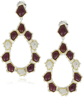 Oval gemstone nugget drop earrings, Kara Ross (291x341, 62Kb)